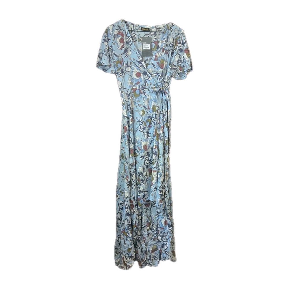 Reborn Womens XL Wrap Dress High‎ Low Light Blue Wedding Summer Cottagecore